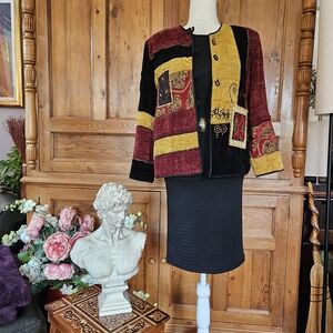 Julie KimSophisticated & Colorful Jacket with Gold Accents. Perfect For Fall